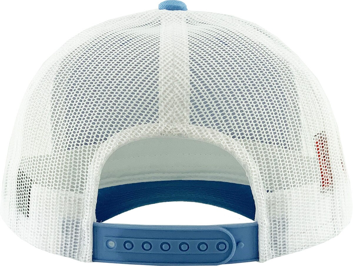 Sky Blue White Two Tone Classic 6 Panel Trucker Mesh Snapback Back View